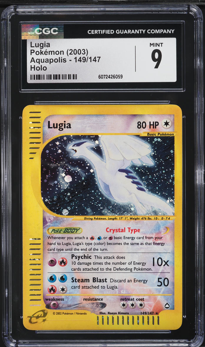 2003 Pokemon Aquapolis Holo Crytal Lugia #149 CGC 9 MINT