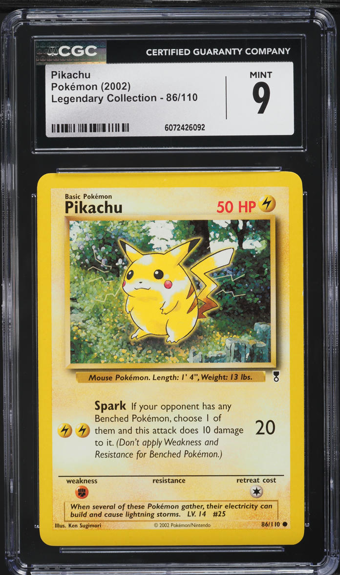 2002 Pokemon Legendary Collection Pikachu #86 CGC 9 MINT on