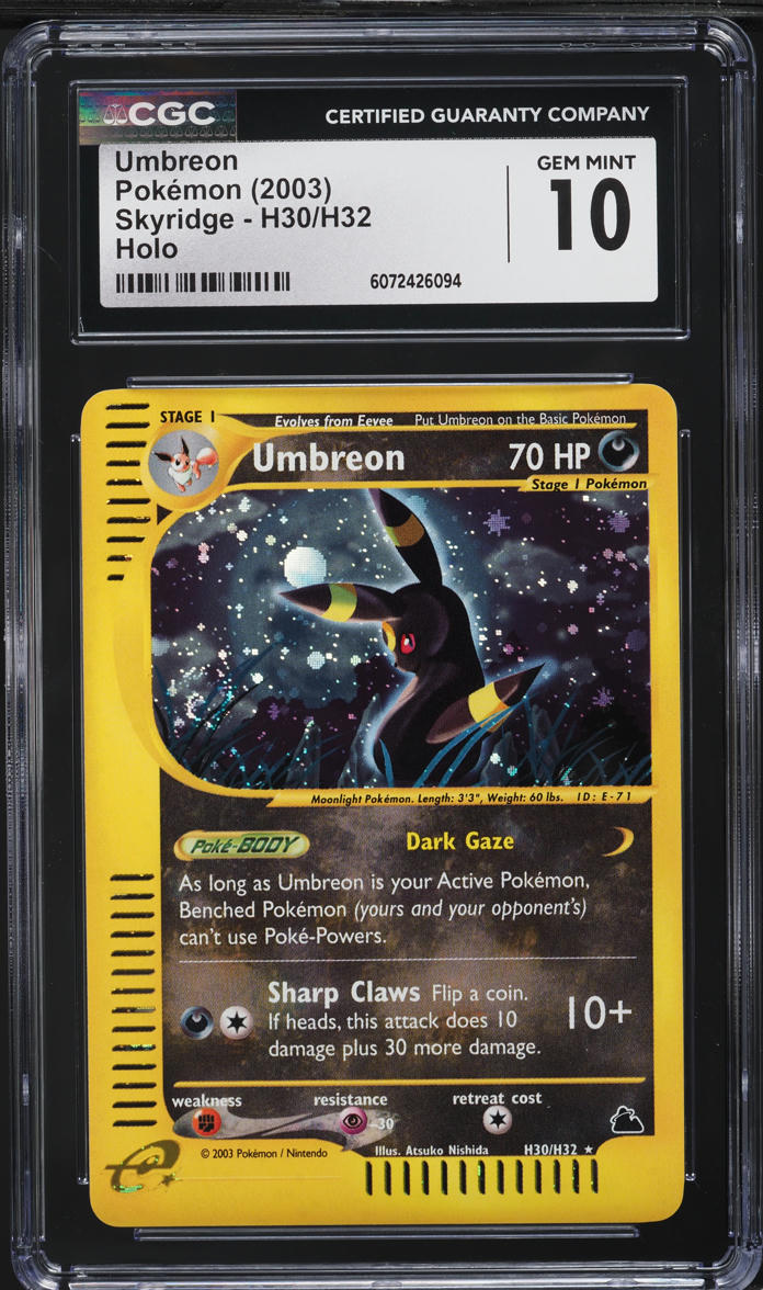 2003 Pokemon Skyridge Holo Swirl Umbreon #H30 CGC 10 GEM MINT