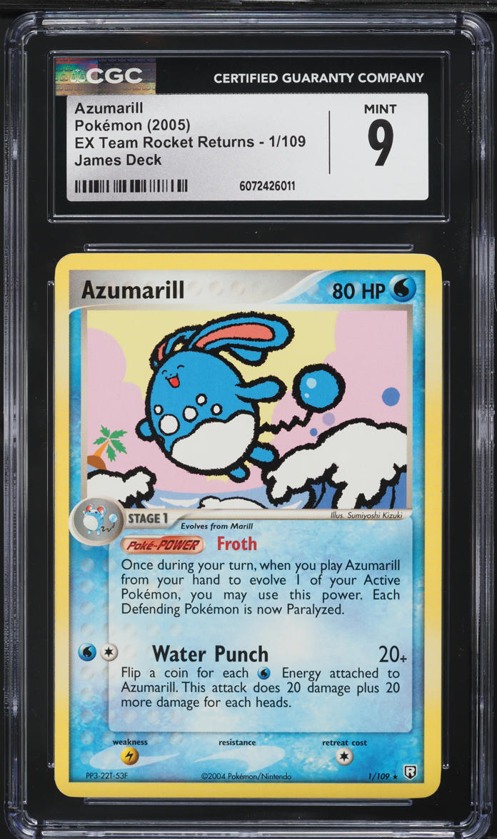 2005 Pokemon EX Team Rocket Returns James Deck Azumarill #1 CGC 9 MINT