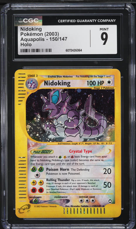 2003 Pokemon Aquapolis Holo Crystal Nidoking #150 CGC 9 MINT on