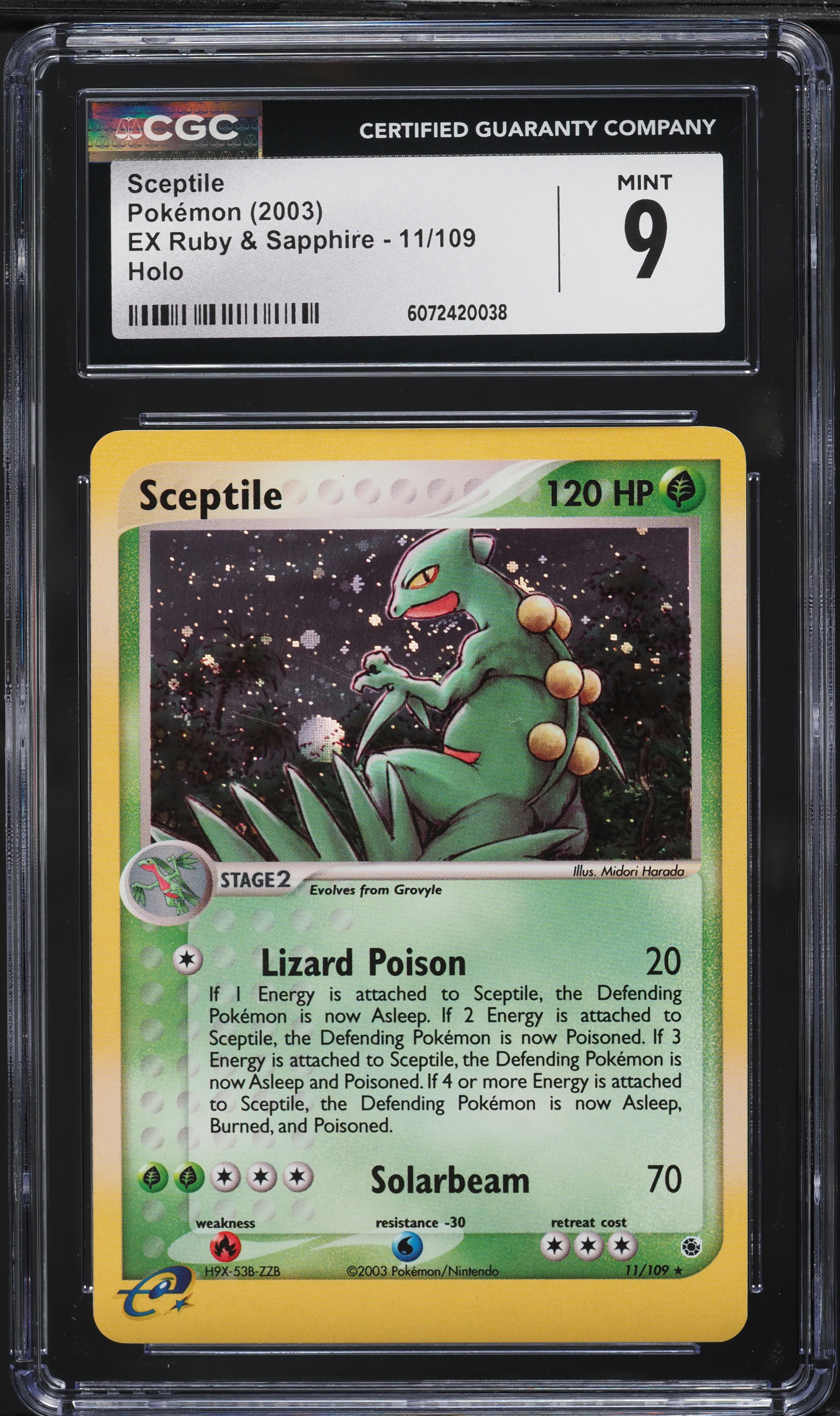 2003 Pokemon EX Ruby & Sapphire Holo Sceptile #11 CGC 9 MINT on