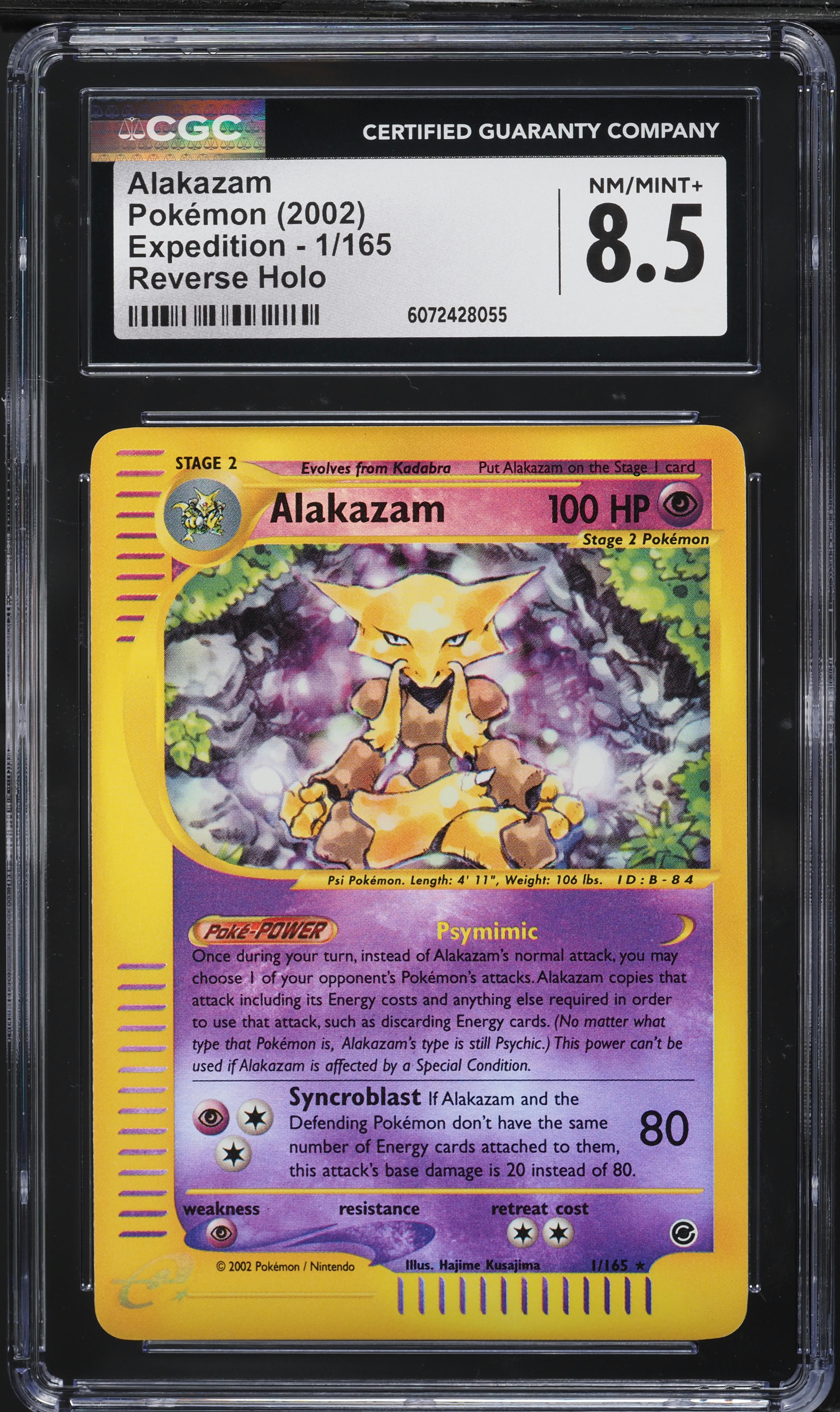 2002 Pokemon Expedition Reverse Holo Alakazam #1 CGC 8.5 NM-MT+ on