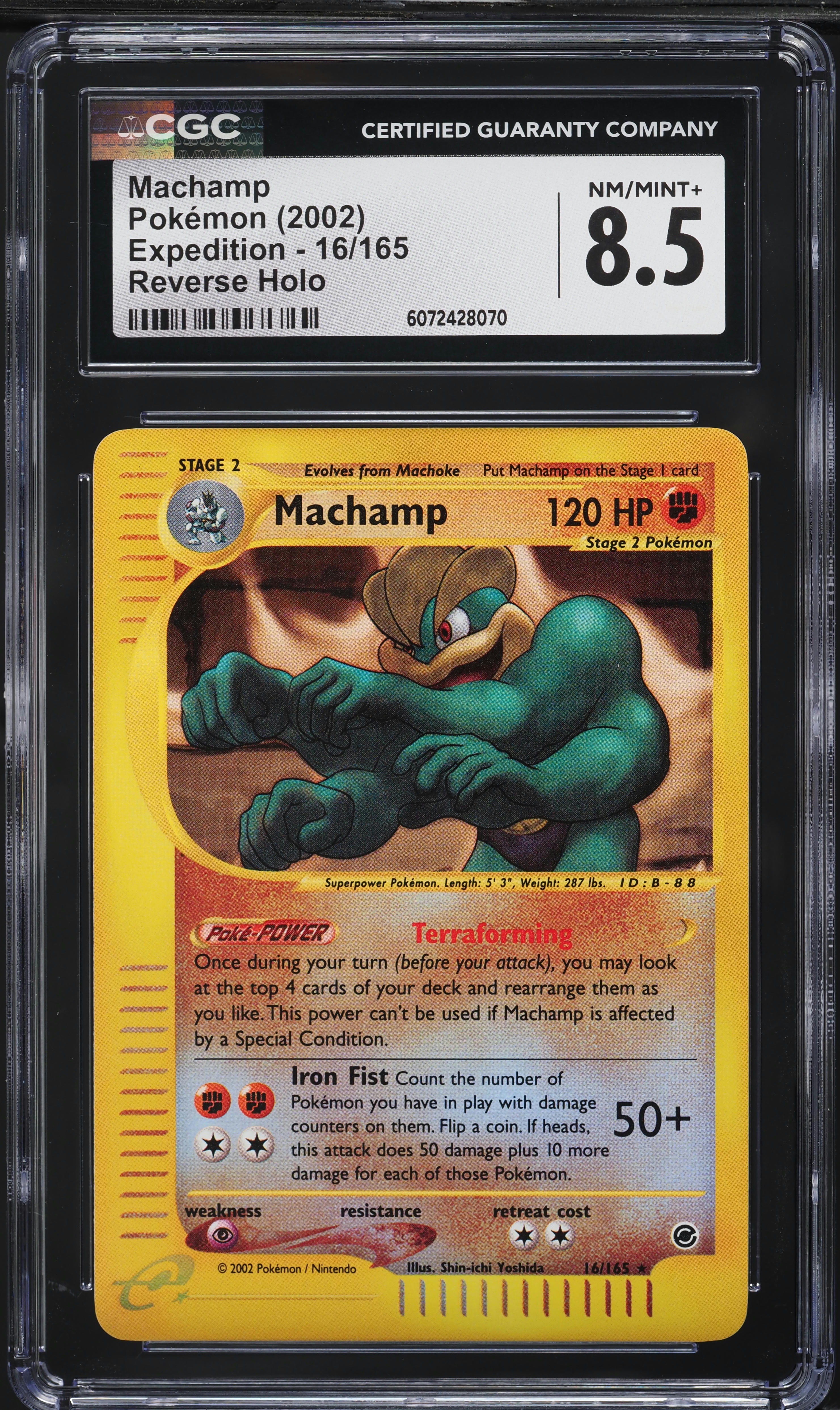 2002 Pokemon Expedition Reverse Holo Machamp #16 CGC 8.5 NM-MT+ on