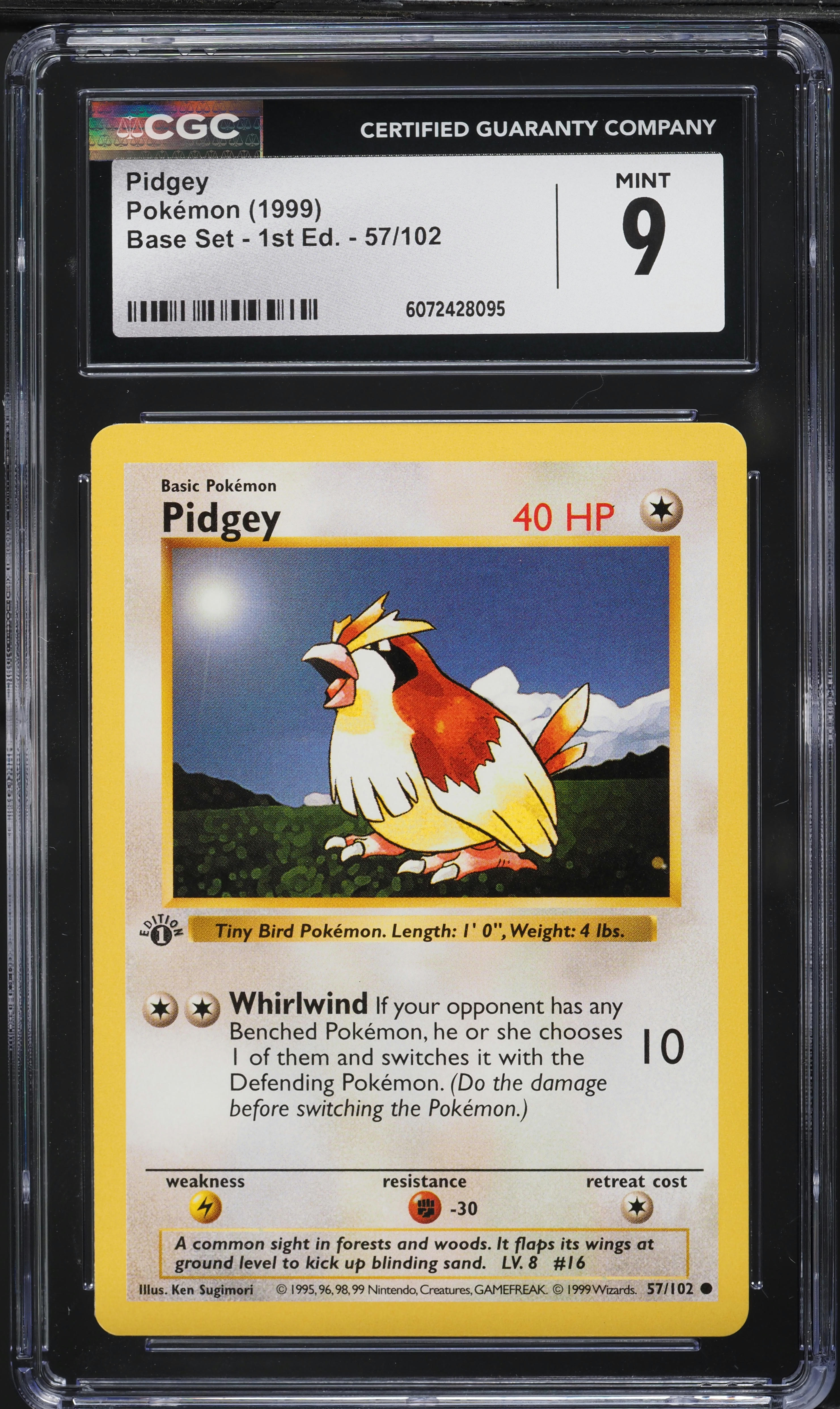 1999 Pokemon Base Set Shadowless 1st Edition Pidgey #57 CGC 9 MINT