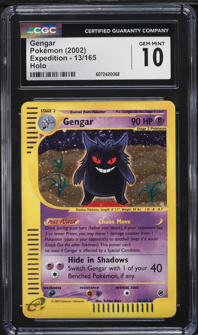 2002 Pokemon Expedition Swirl Holo Gengar #13 CGC 10 GEM MINT