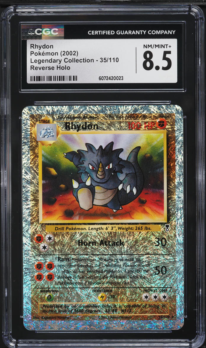 Legendary Collection Rydon 2002 Pokemon Legendary Collection Reverse Holo Rhydon #35 CGC 8.5 NM ...