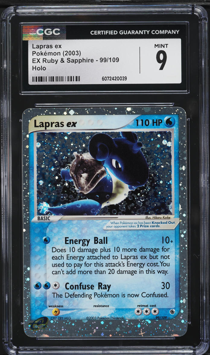 2003 Pokemon EX Ruby & Sapphire Holo Lapras ex #99 CGC 9 MINT
