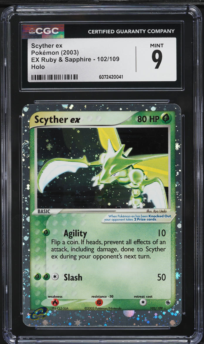 2003 Pokemon Ruby & Sapphire Holo Scyther ex #102 CGC 9 MINT on