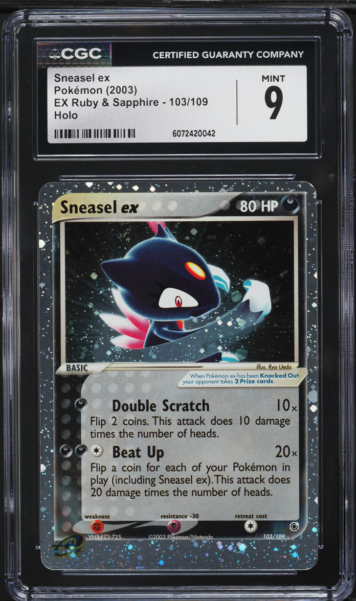 2003 Pokemon EX Ruby & Sapphire Holo Sneasel ex #103 CGC 9 MINT