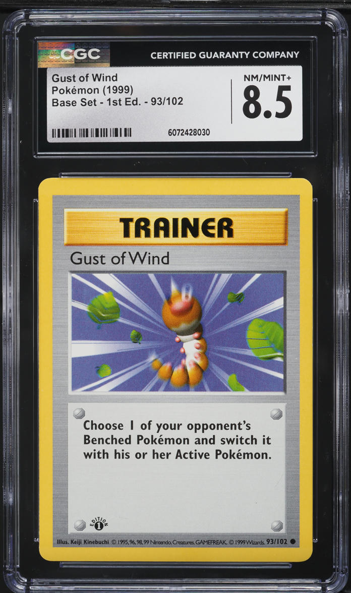 1999 Pokemon Base Set Shadowless 1st Edition Gust Of Wind #93 CGC 8.5 NM-MT+