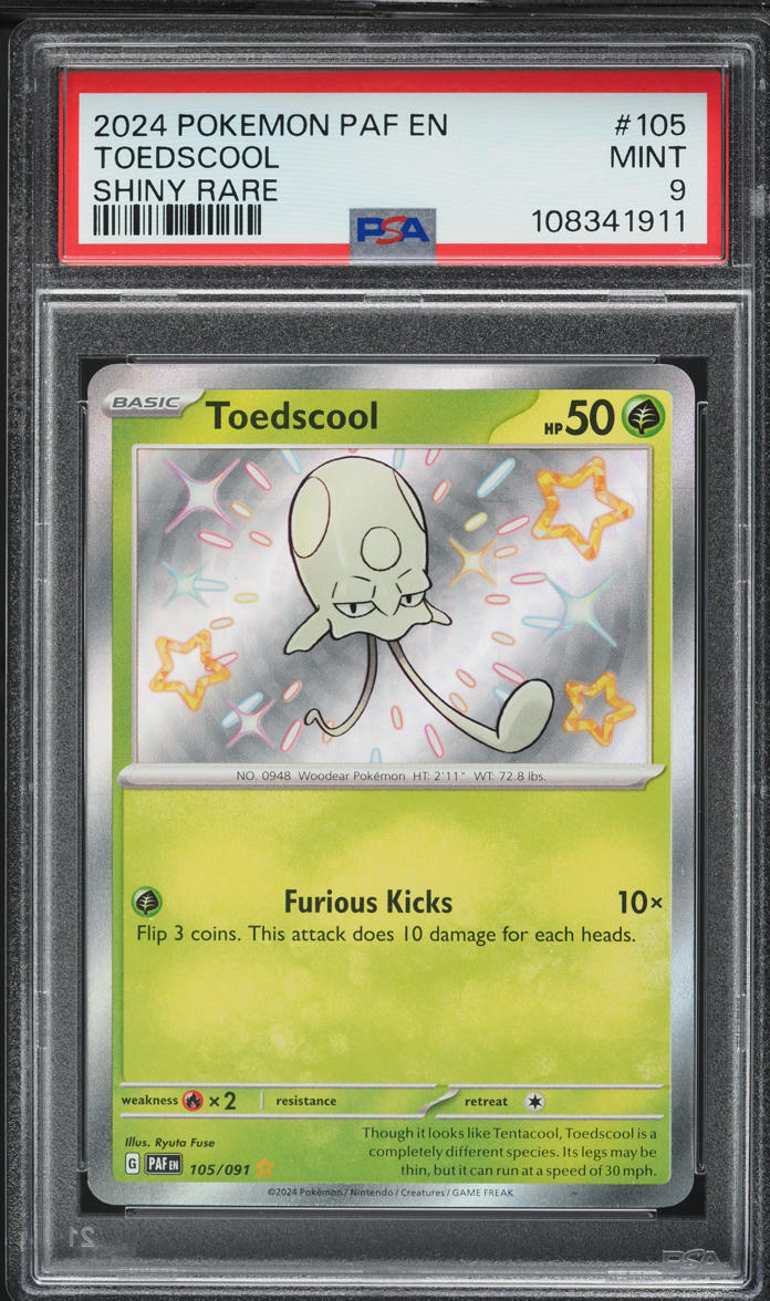 2024 Pokemon Scarlet & Violet Paldean Fates Shiny Toedscool #105 PSA 9 MINT