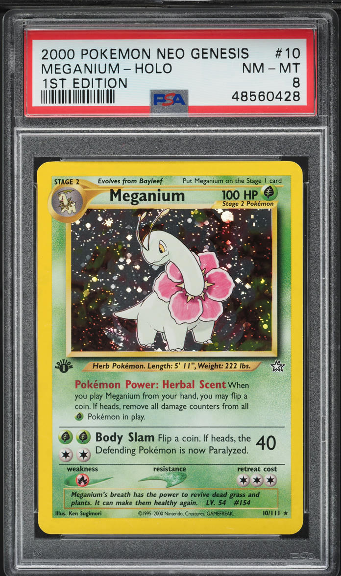 2000 Pokemon Neo Genesis 1st Edition Holo Meganium #10 PSA 8 NM-MT