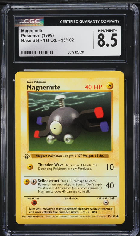1999 Pokemon Base Set Shadowless 1st Editon Magnemite #53 CGC 8.5 NM-MT+