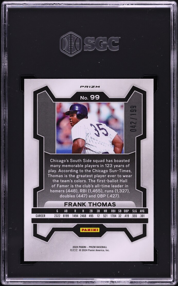 2024 Panini Prizm Blue Frank Thomas /199 #99 SGC 8.5 NM-MT+