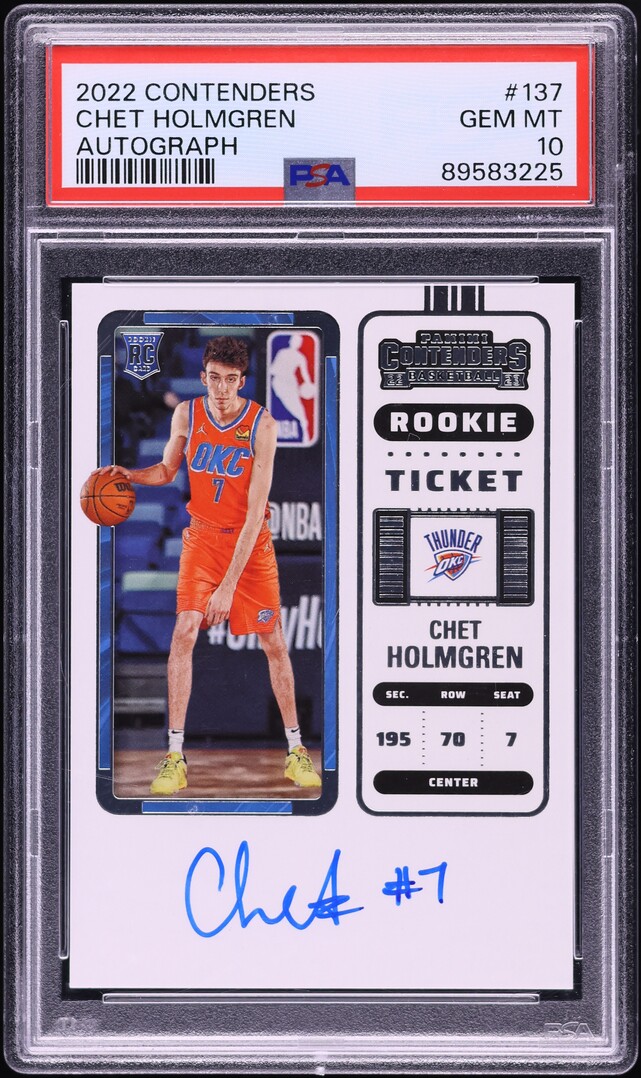 2022 Panini Contenders Chet Holmgren ROOKIE AUTO #137 PSA 10 GEM MINT