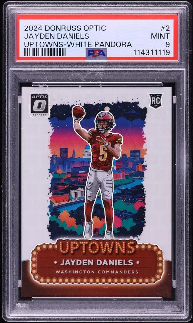 2024 Donruss Optic Uptowns White Pandora Jayden Daniels ROOKIE /25 #2 PSA 9  MINT on Fanatics Collect