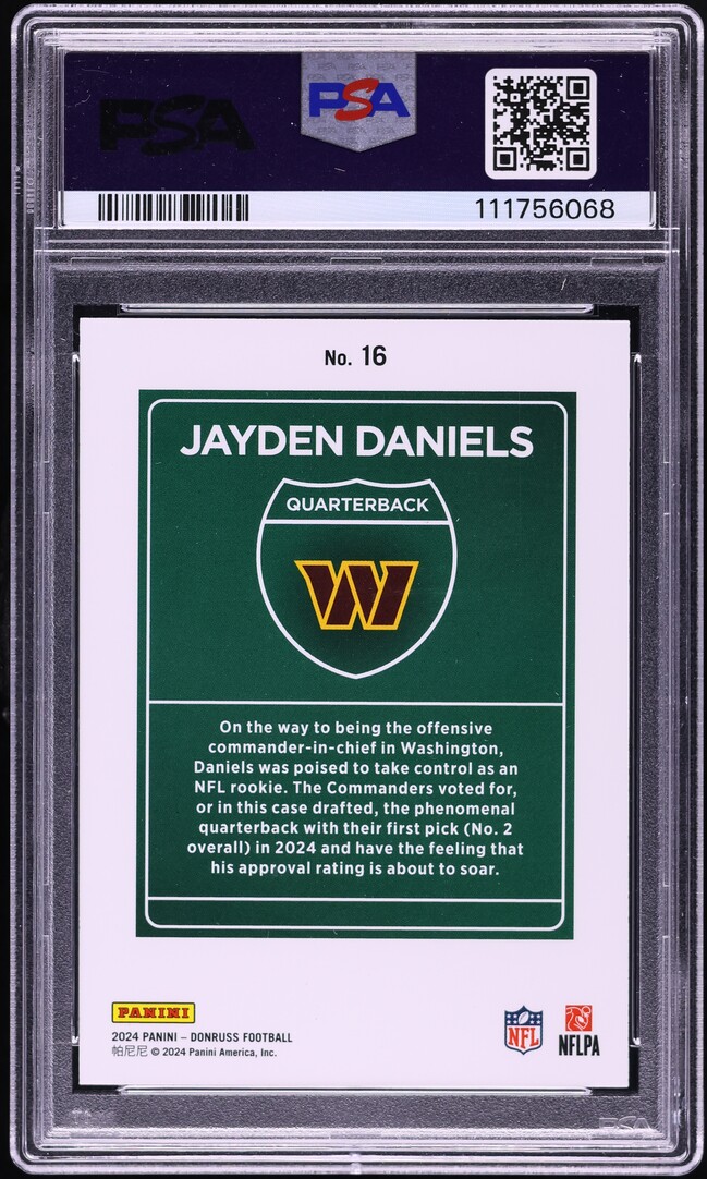 2024 Topps Now Jayden Daniels Rookie Card #16 - Graded Gem Mint 10 By TCC