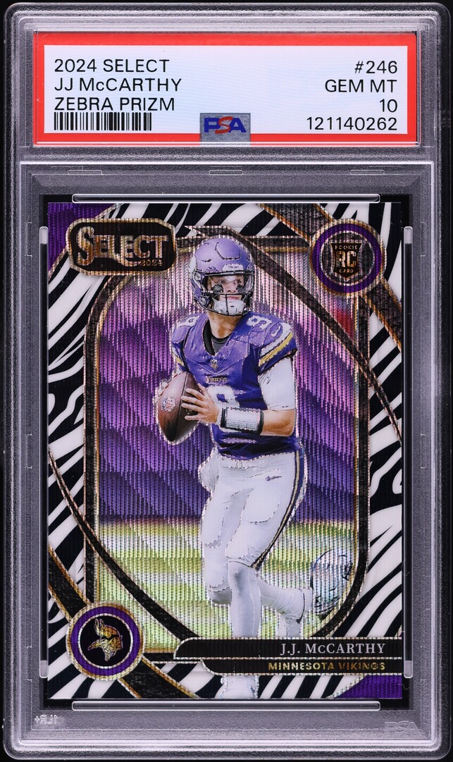 2024 Select Club Level Zebra Prizm JJ McCarthy ROOKIE #246 PSA 10 GEM MINT