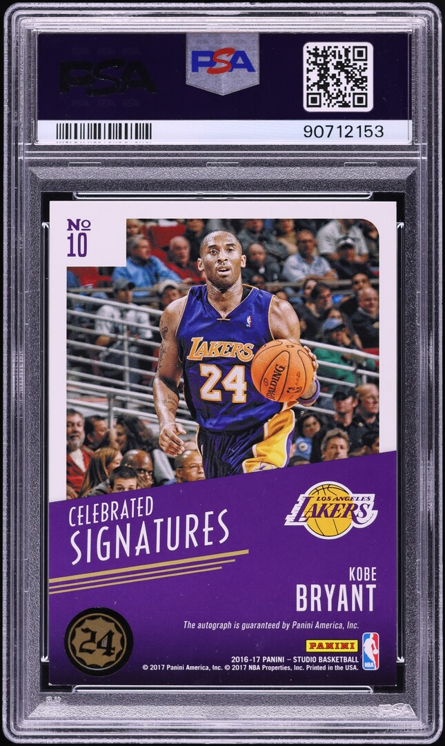 2016 Panini Studio Celebrated Magenta Kobe Bryant AUTO DNA 10 /30 #10 PSA 8