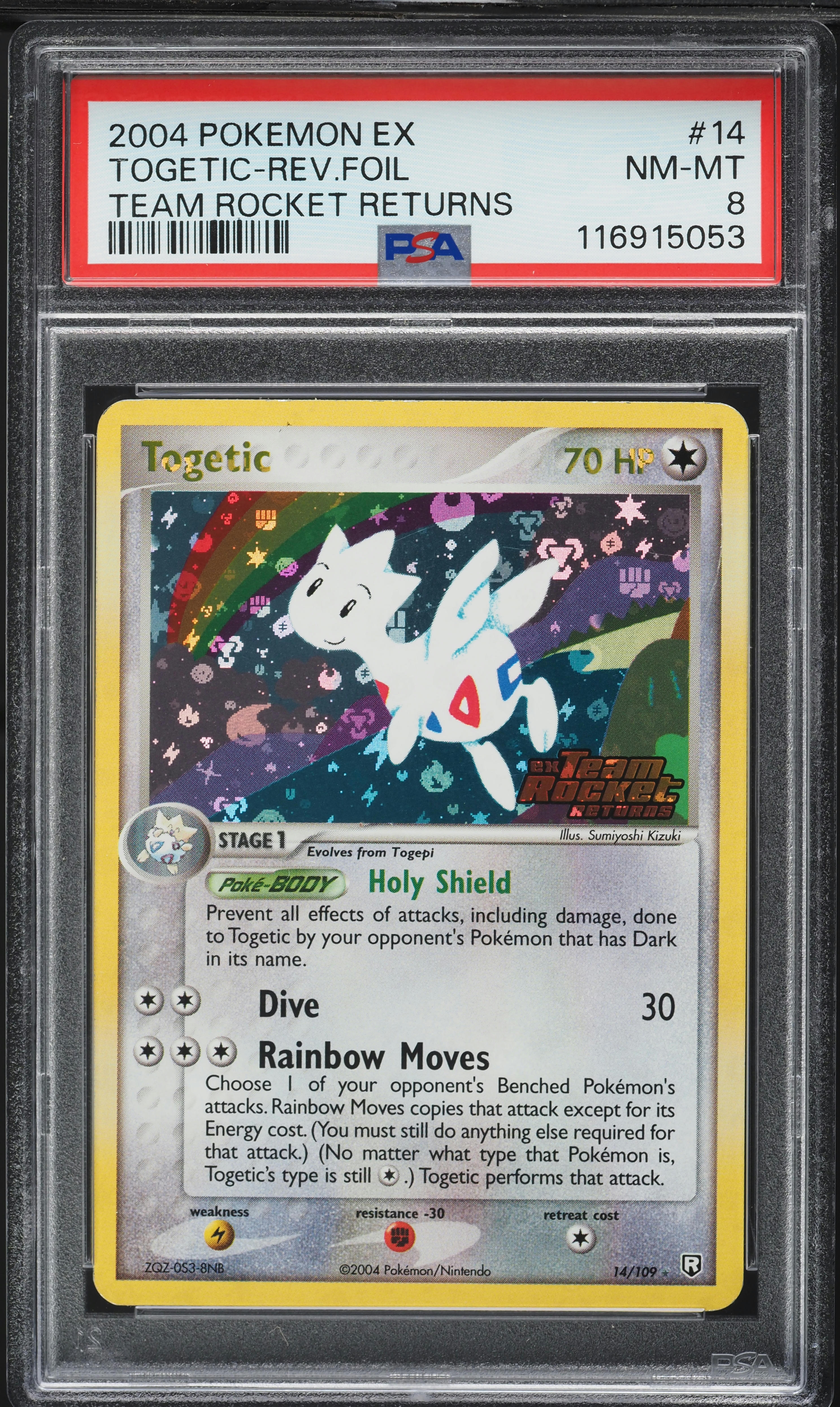 2004 Pokemon EX Team Rocket Returns Reverse Holo Togetic #14 PSA 8 