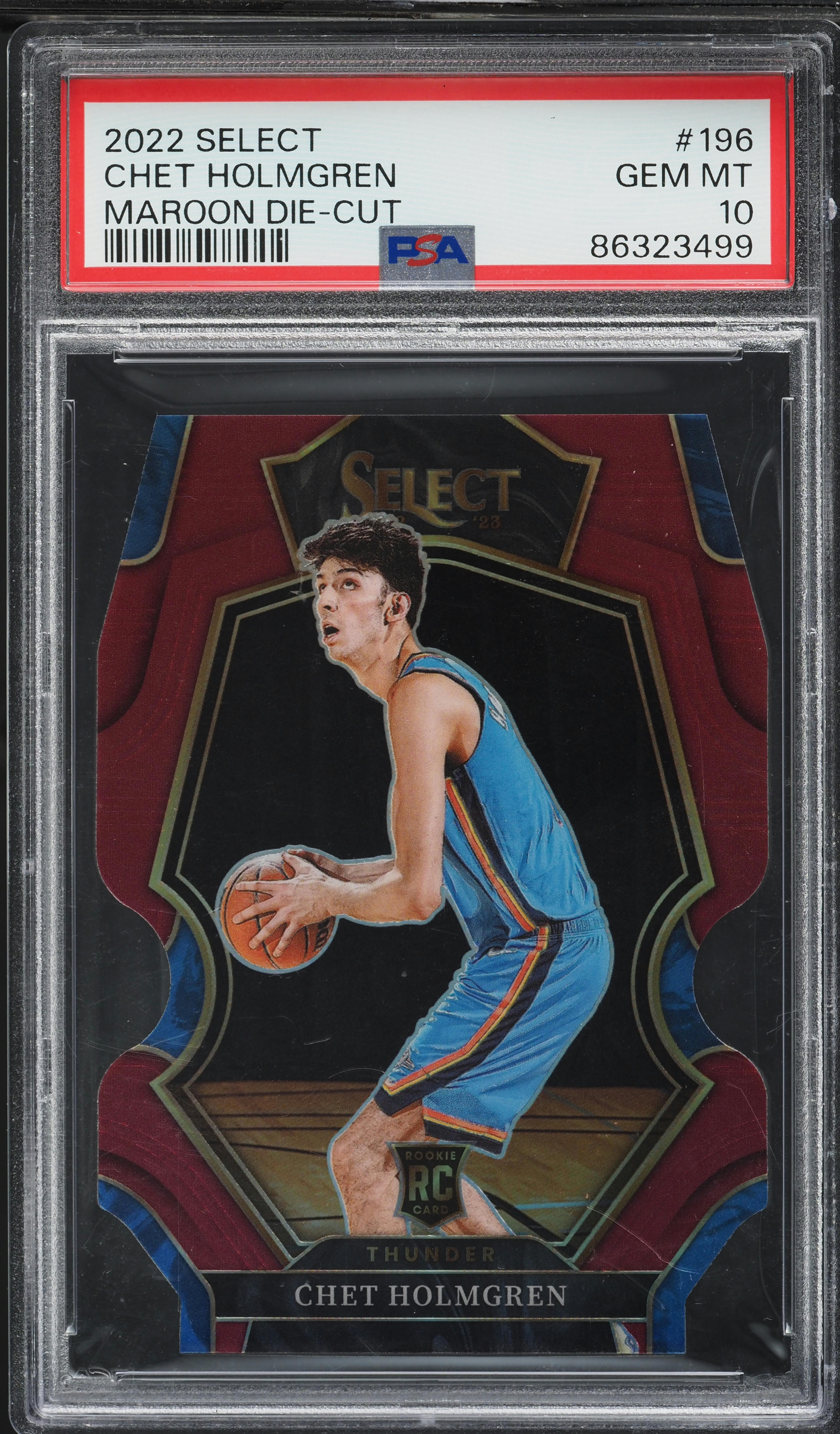 2022 Select Premier Level Maroon Prizm Die-Cut Chet Holmgren RC