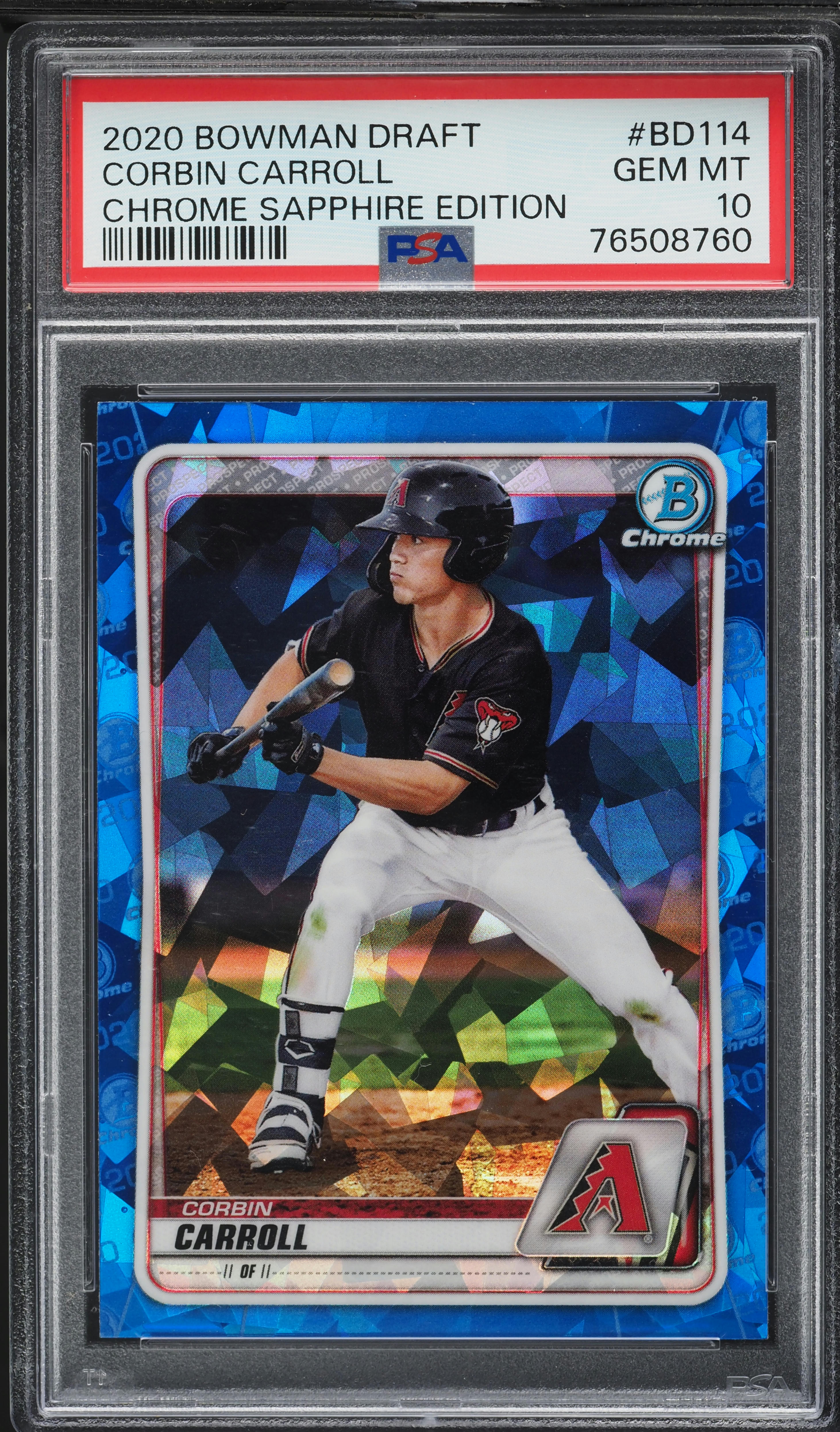 2020 Bowman Chrome Draft Sapphire Corbin Carroll PROSPECT #BD114