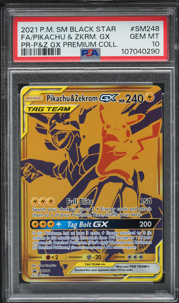 2021 Pokemon SM Black Star Promo Premium Pikachu & Zekrom GX #SM248 PSA 10 GEM