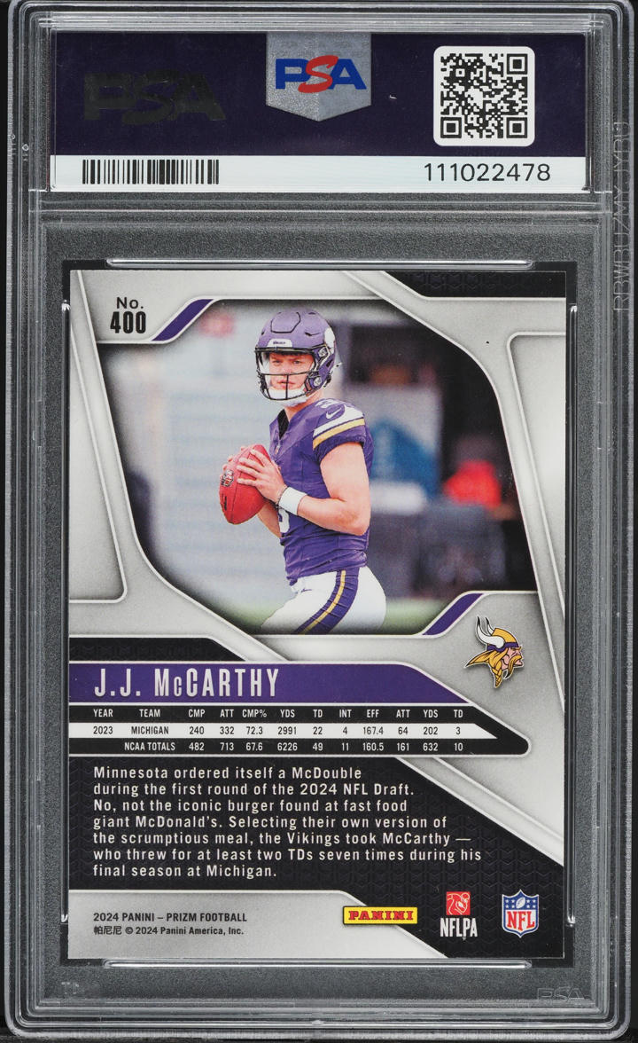 2024 Panini Prizm J.J. McCarthy ROOKIE #400 PSA 10 GEM MINT