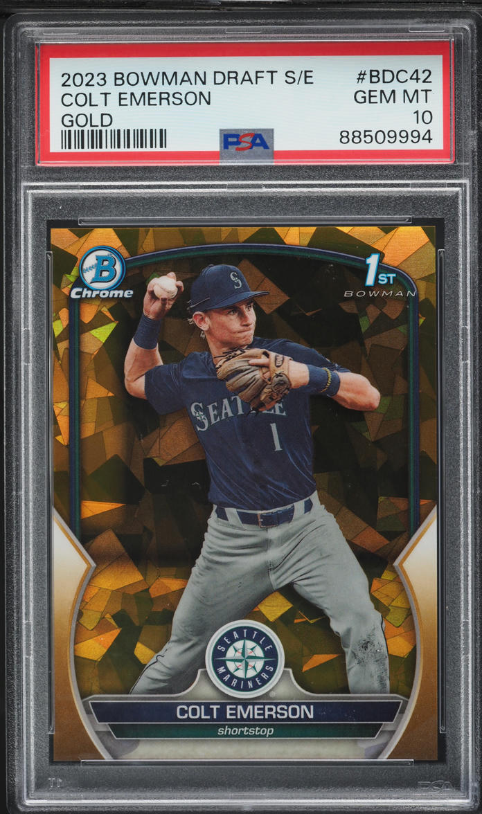 2023 Bowman Chrome Draft Sapphire Gold Colt Emerson PROSPECT /50 #BDC42 PSA 10