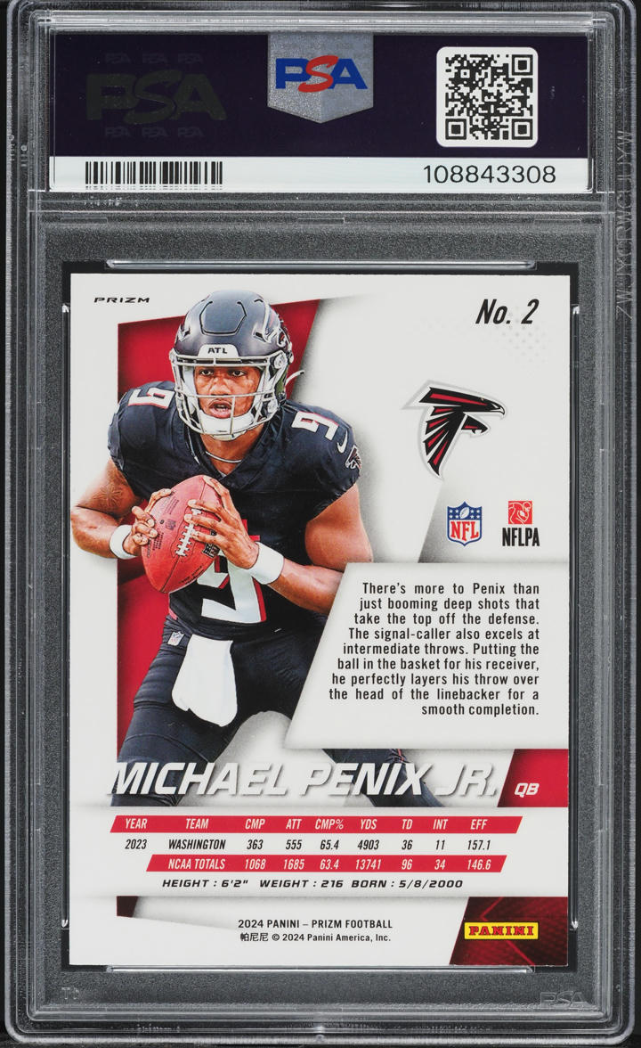 2024 Panini Prizm Flashback Michael Penix Jr. ROOKIE #2 PSA 10 GEM MINT