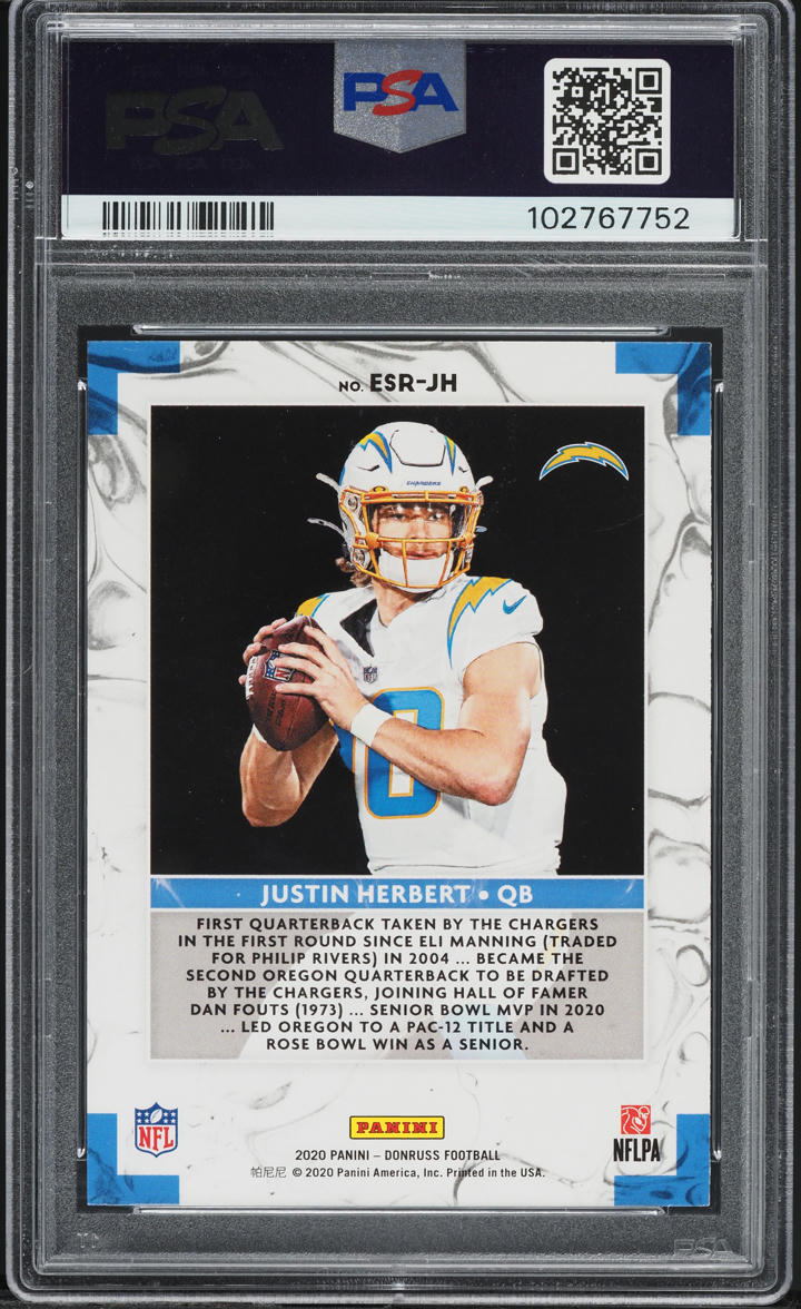 2020 Donruss Optic Elite Series Justin Herbert ROOKIE #ESR-JH PSA 9 MINT