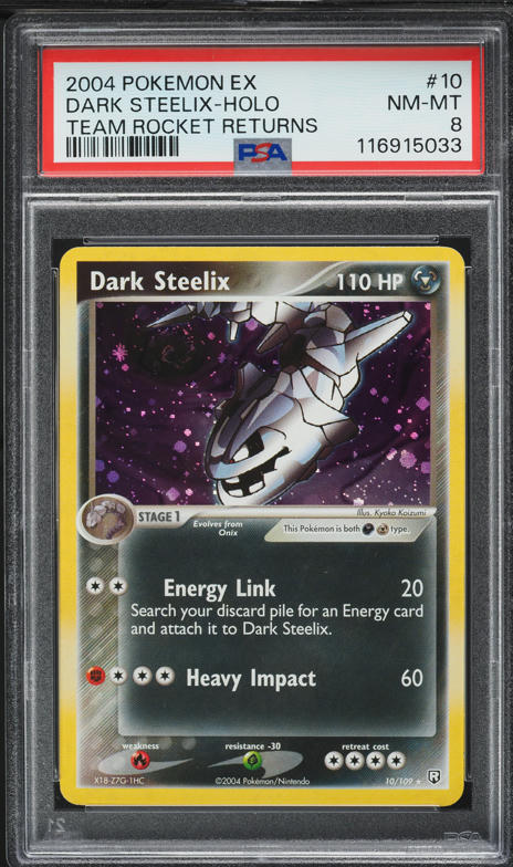 2004 Pokemon EX Team Rocket Returns Holo Dark Steelix #10 PSA 8 NM
