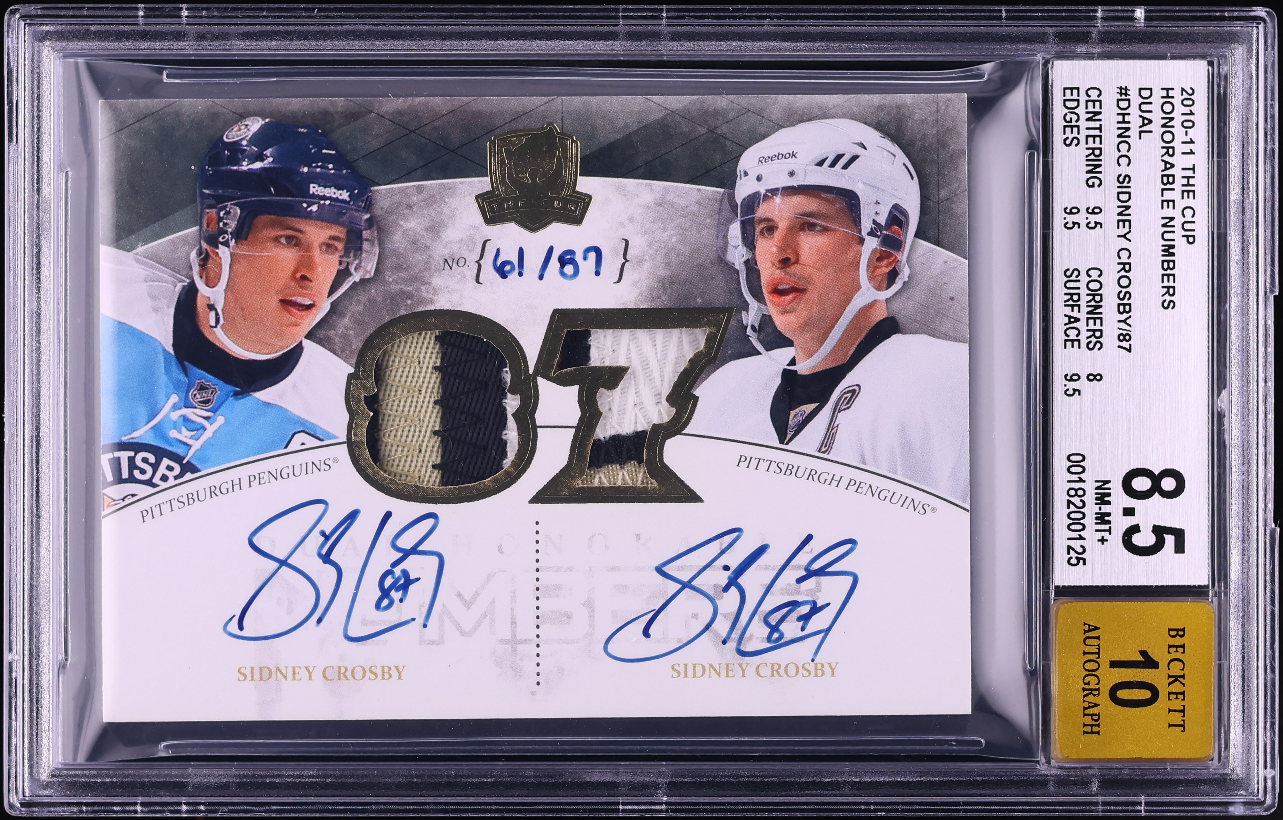 2010 The Cup Honorable Numbers Dual Sidney Crosby PATCH /87 DHN-CC
