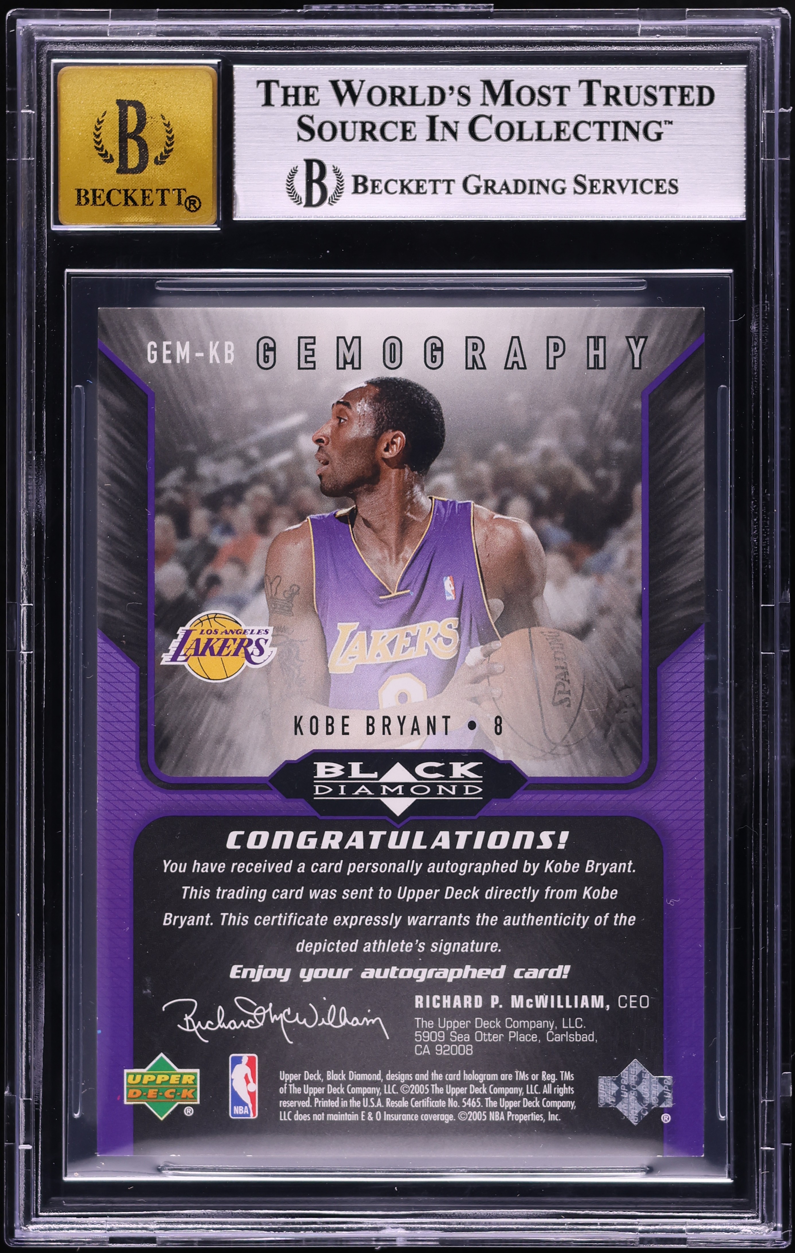 2004 Black Diamond Gemography Kobe Bryant SP AUTO #GEM-KB BGS