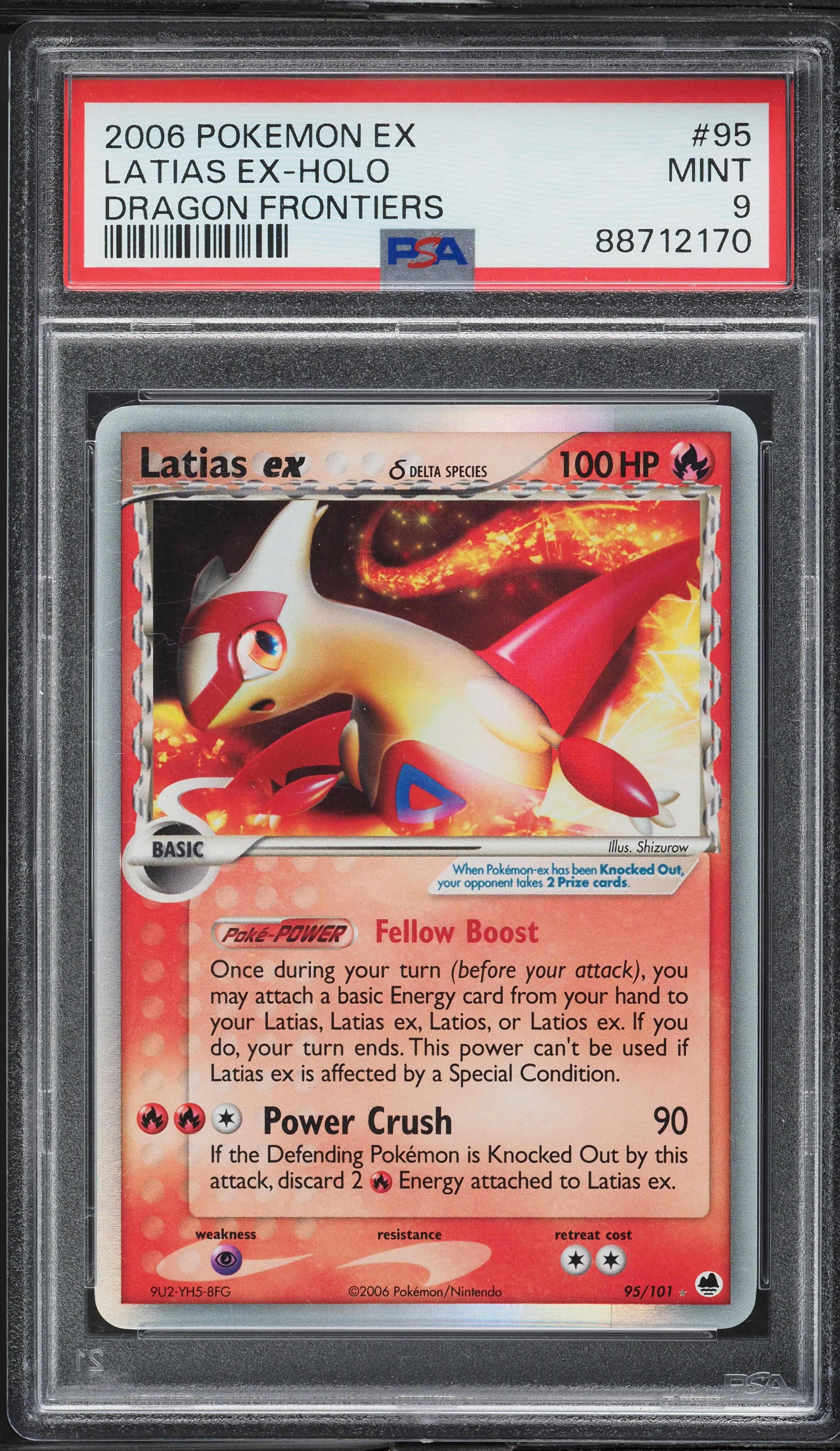 2006 Pokemon EX Dragon Frontiers Holo Latias ex #95 PSA 9 MINT on