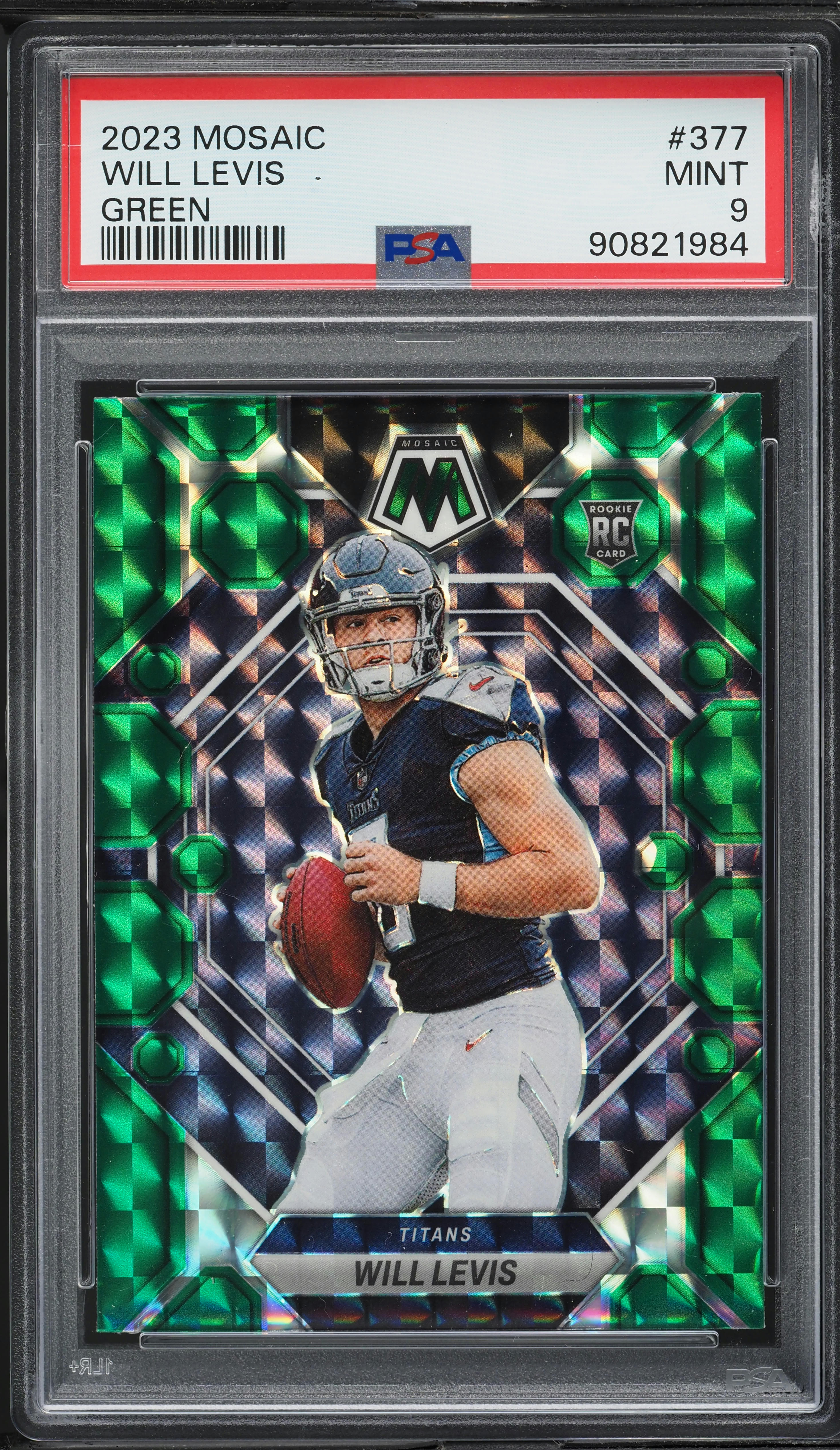 2023 Panini Mosaic Green Prizm Will Levis ROOKIE #377 PSA 9 MINT