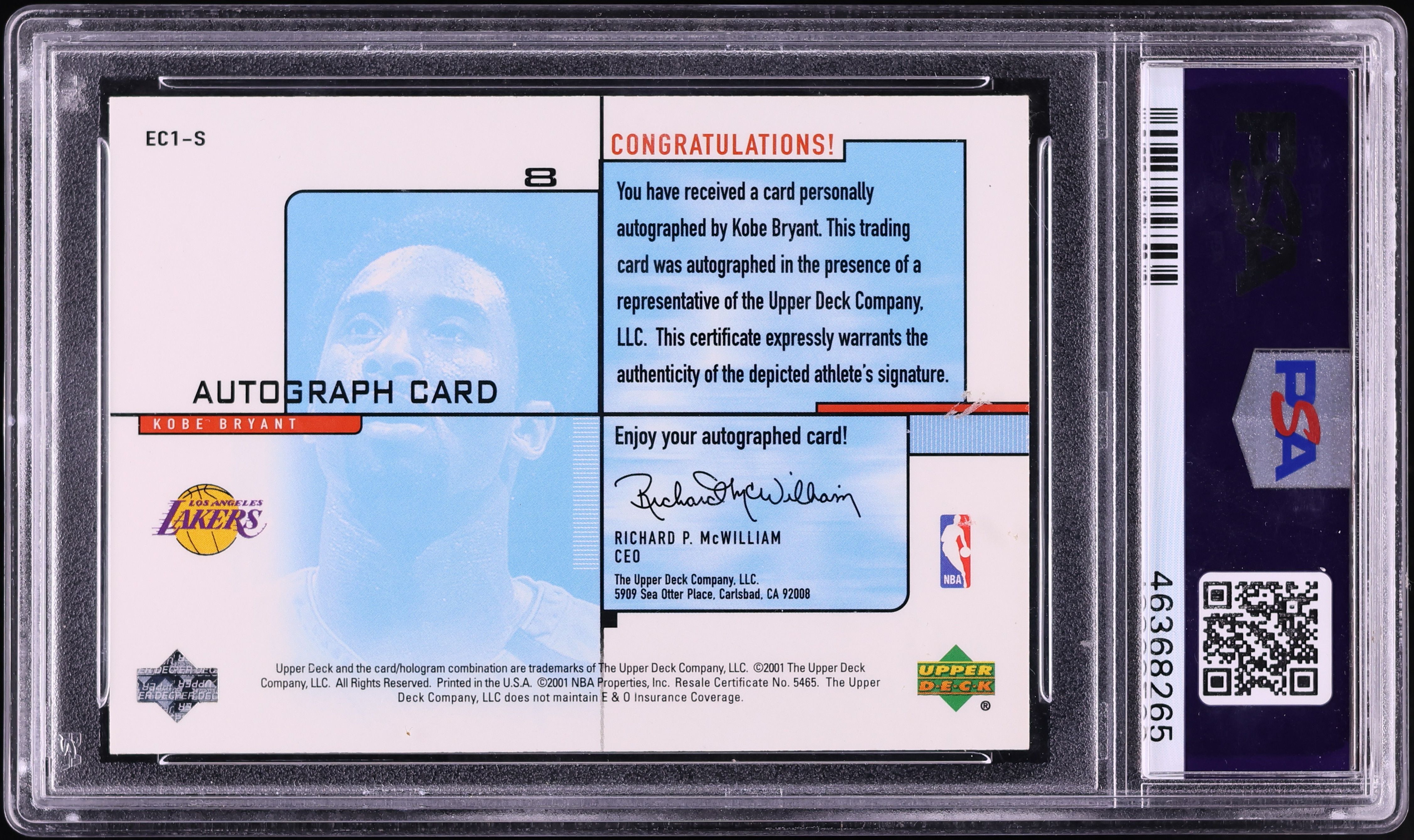 2000 Upper Deck Digital Autograph Kobe Bryant AUTO DNA 10 /200 