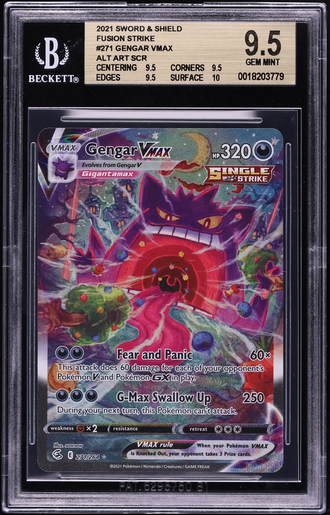 2021 Pokemon SWSH Fusion Strike Alt Art Gengar VMAX #271 BGS 9.5