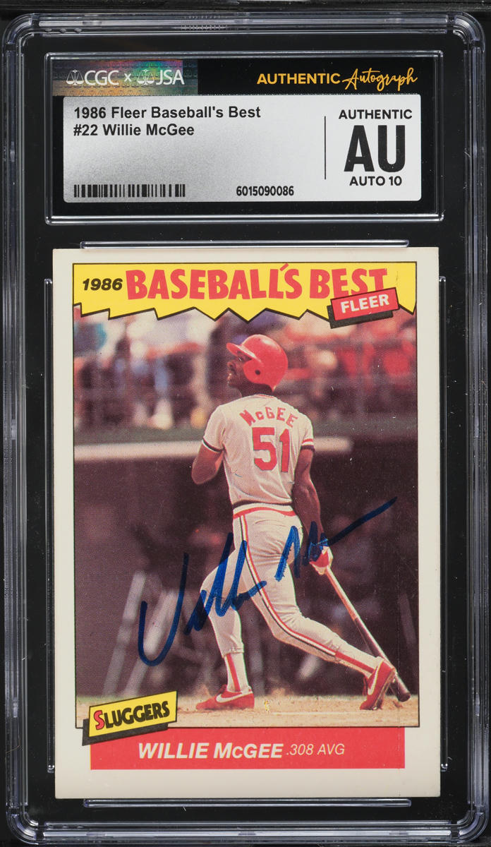 1986 Fleer Baseball's Best Willie McGee AUTO #22 JSA CGC AUTH