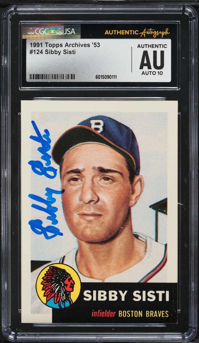 1991 Topps Archives '53 Sibby Sisti AUTO #124 JSA CGC AUTH