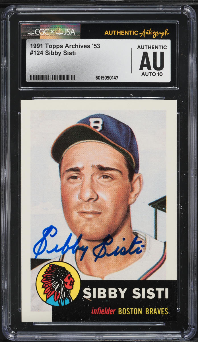 1991 Topps Archives '53 Sibby Sisti AUTO #124 JSA CGC AUTH