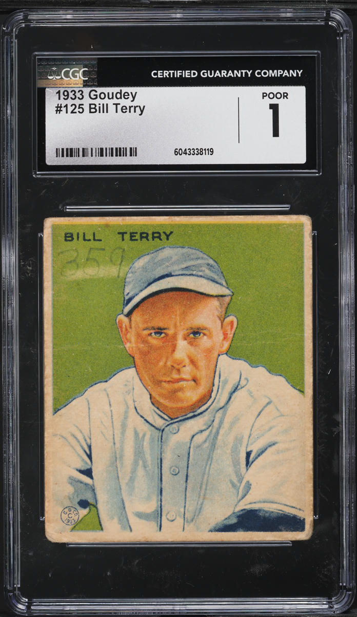 1933 Goudey Bill Terry ROOKIE #125 CGC 1 PR