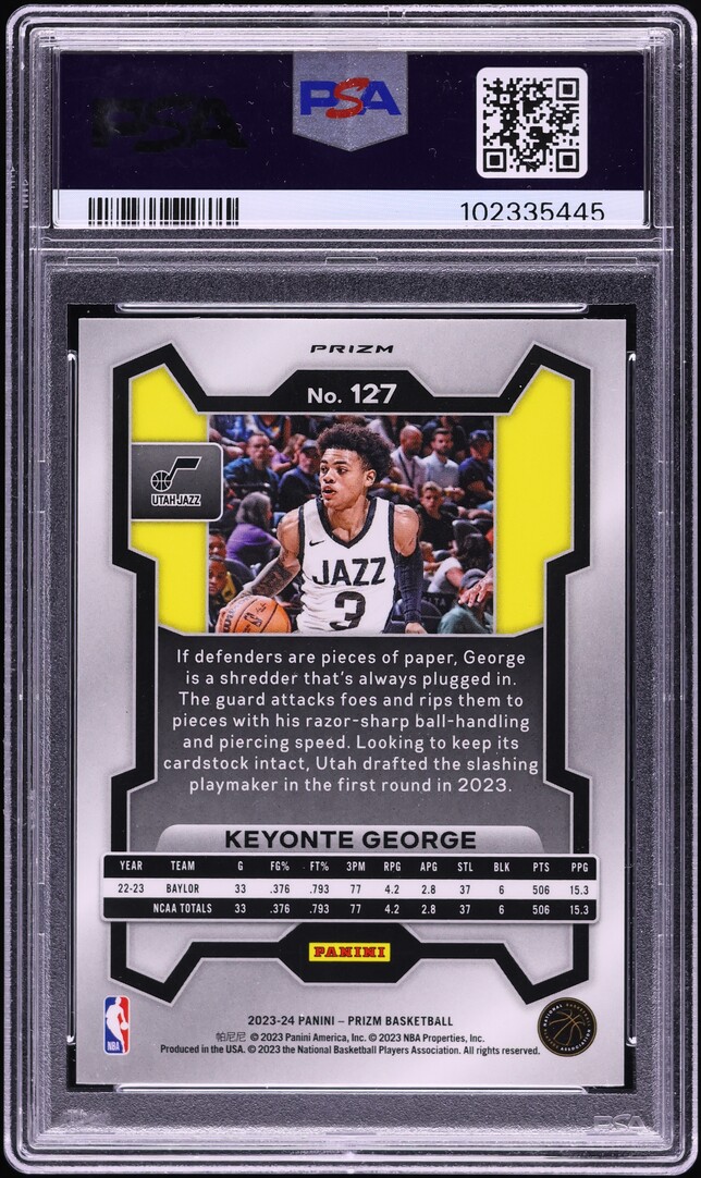 2023 Panini Prizm Red Sparkle Keyonte George ROOKIE #127 PSA 10 GEM MINT