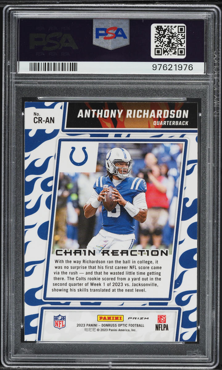 2023 Donruss Optic Chain Reaction Anthony Richardson ROOKIE #CR-AN PSA 10 GEM