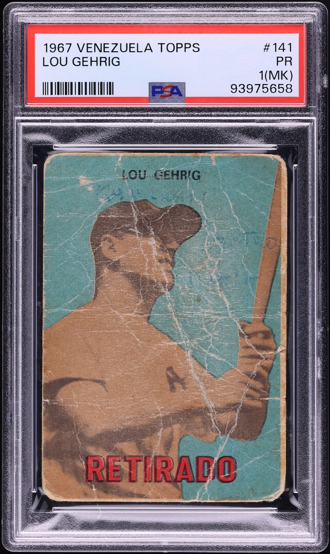 1967 Venezuela Topps Lou Gehrig #141 PSA 1(mk) PR