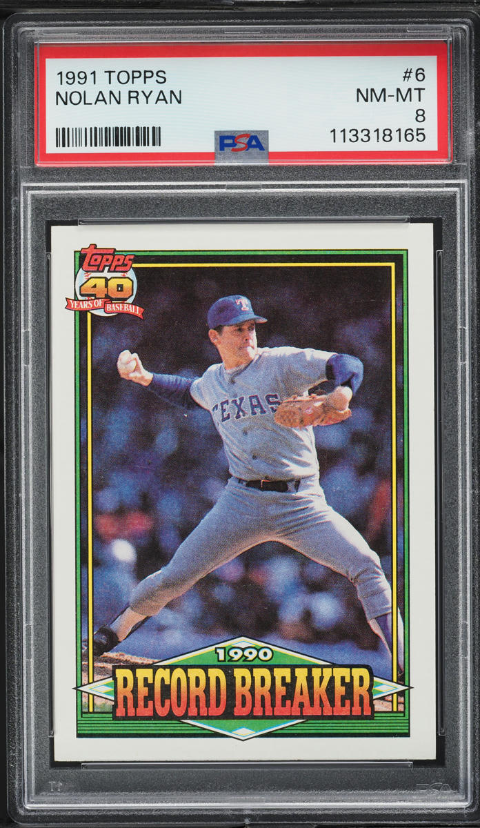 1991 Topps Record Breaker Nolan Ryan #6 PSA 8 NM-MT