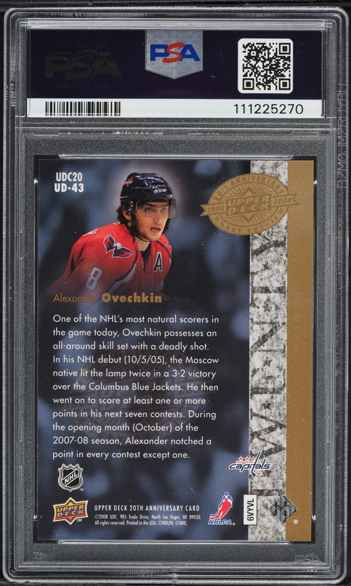 2008 Upper Deck 20th Anniversary Alexander Ovechkin #UD-43 PSA 9 MINT