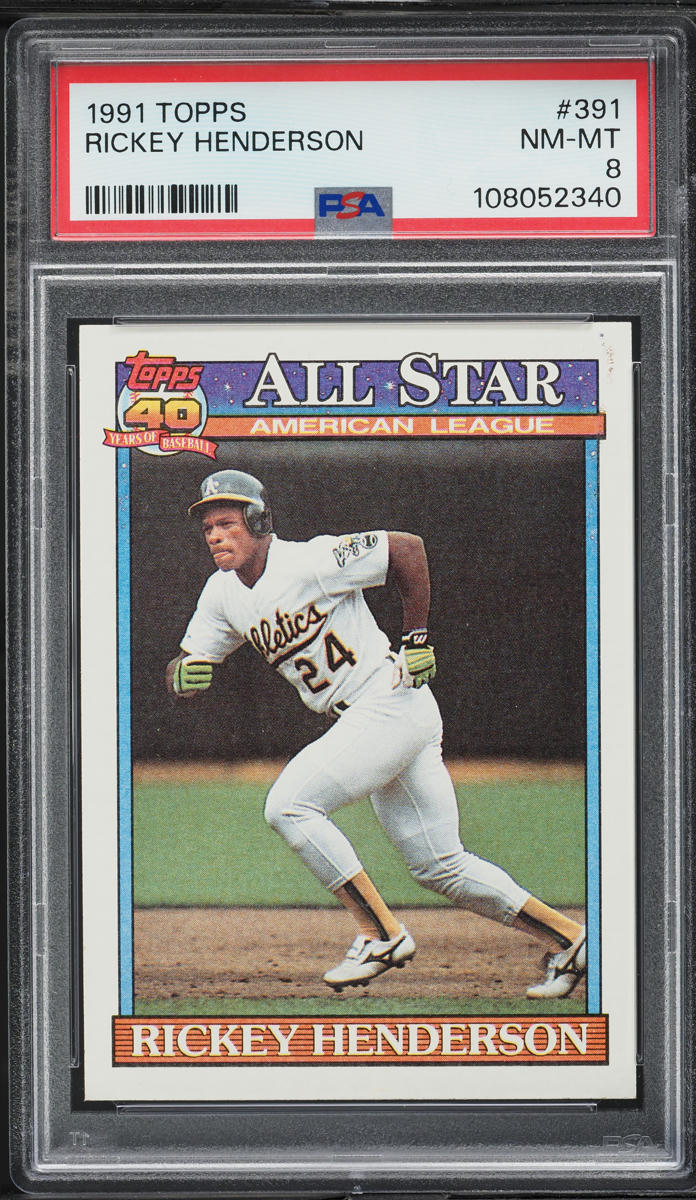 1991 Topps Rickey Henderson #391 PSA 8 NM-MT