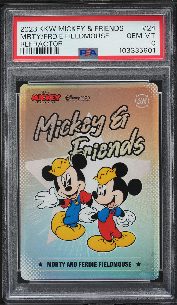 2023 Kakawow Hotbox Mickey & Friends Refractor Morrty & Ferdie Fieldmouse PSA 10